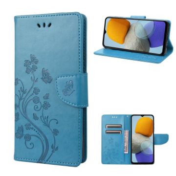 Picture of For Samsung Galaxy M23 5G Butterfly Flower Pattern Flip Leather Phone Case (Blue)